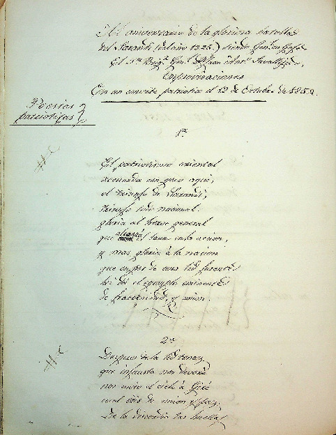Al aniversario de la gloriosa batalla del Sarandí (del año 1825) siendo Gral. en Jefe el Sor. Brig. Dn. Juan Antonio Lavalleja : improvisaciones 