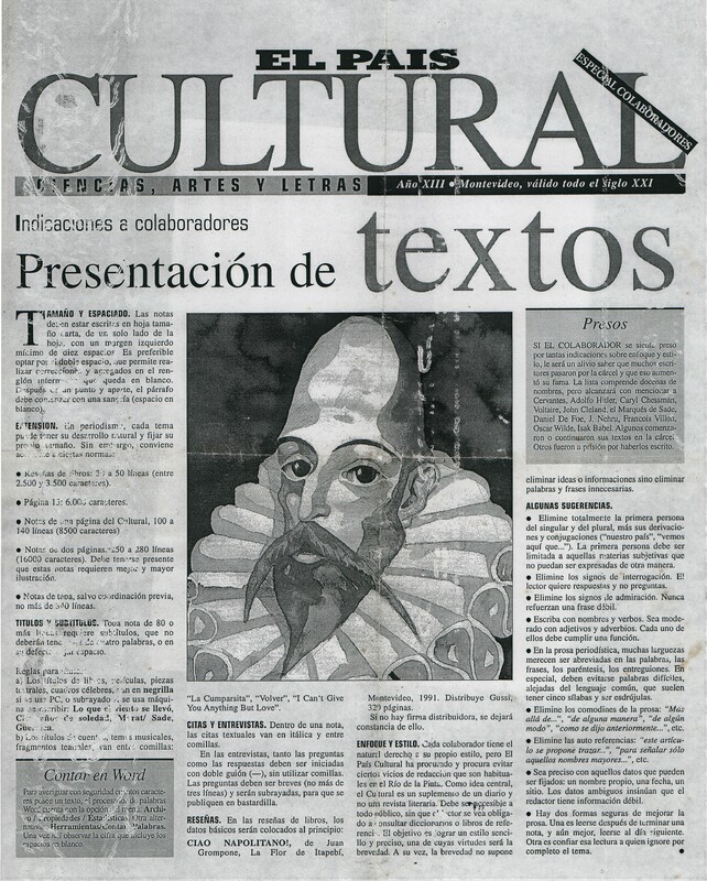Indicaciones para colaboradores de "El País Cultural"