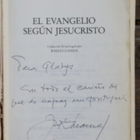 Dedicatoria de José Saramago en El Evangelio según Jesucristo