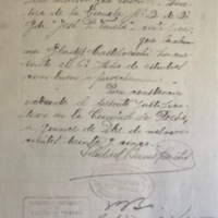 Carta de su maestra, en la que indica que aprobó 6° año de escuela, 1935
