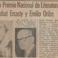 Gran Premio Nacional de Literatura Sabat Ercasty y Emilio Oribe