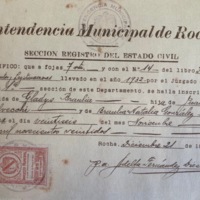 Registro de inscripción de la partida de nacimiento. Intendencia de Rocha, 1935
