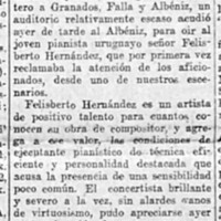 Sobre el primer concierto de Felisberto en Montevideo, El Día, 23/10/1927